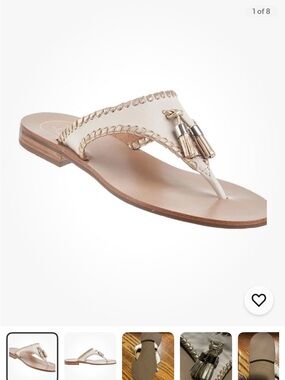 Jack Rogers Alana Tassel Thong Slip On Leather Sandals - size 8